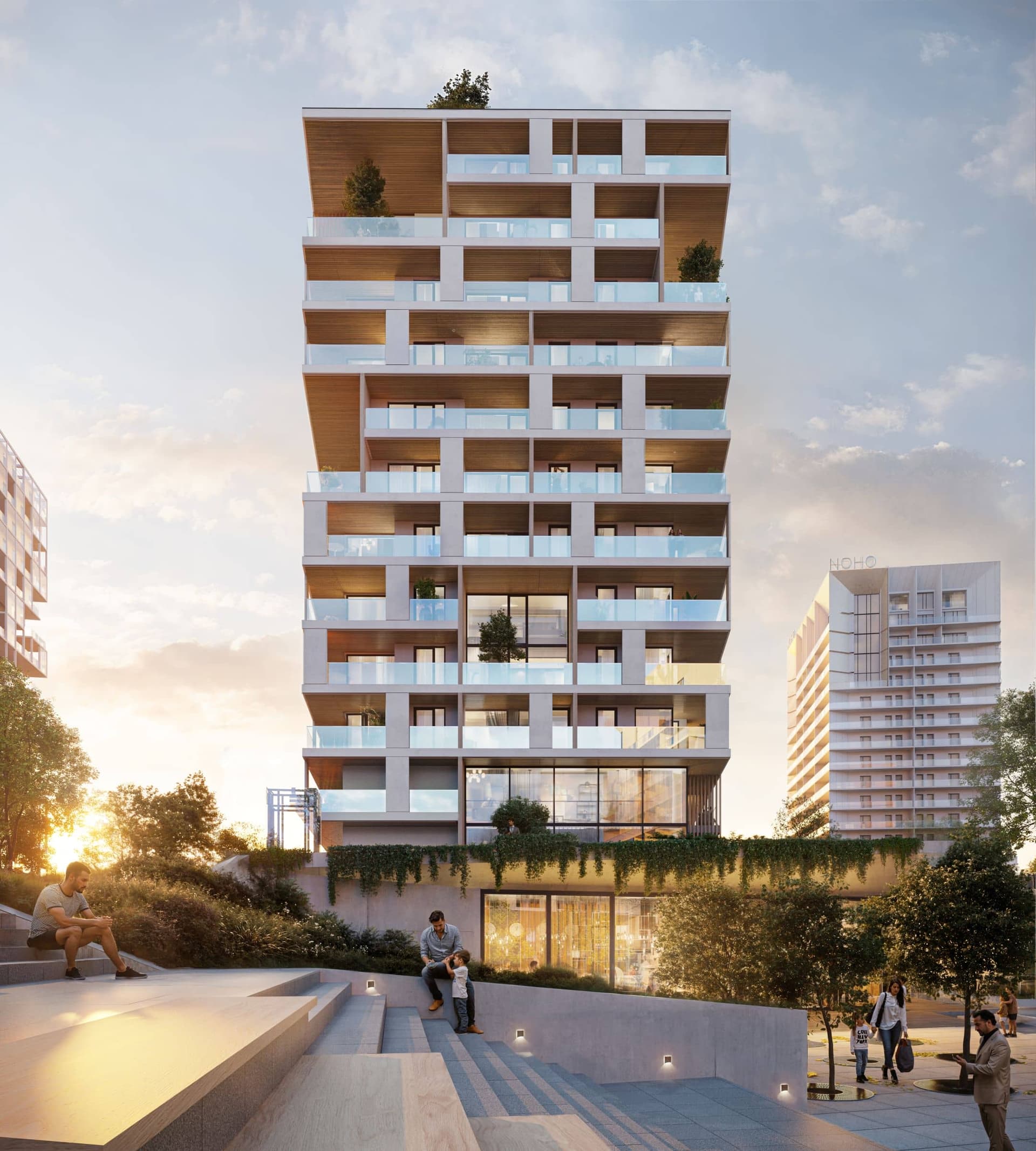 Wizualizacja wieczorna inwestycji Katowice Centrum