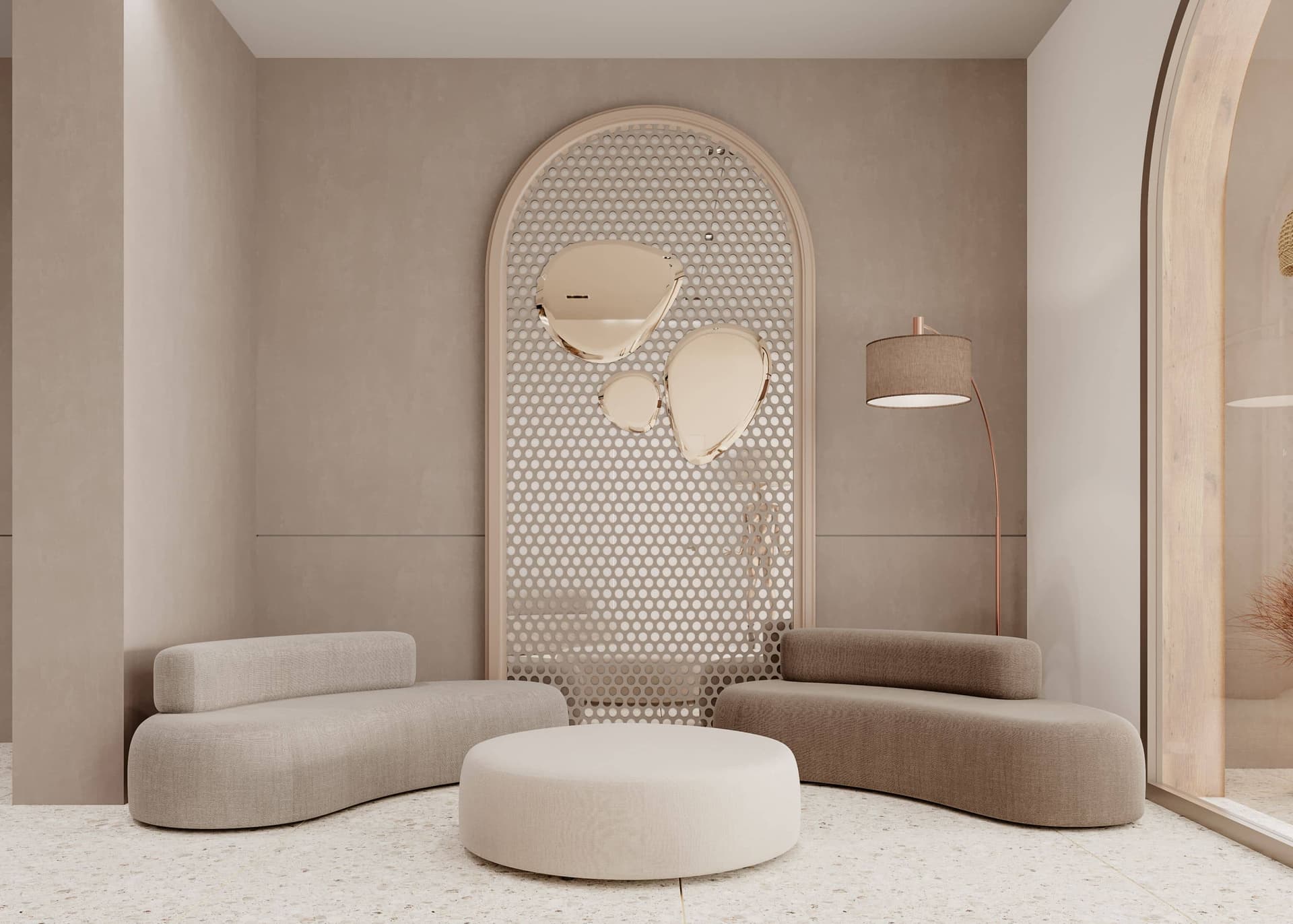 Beige lounge with soft sofas