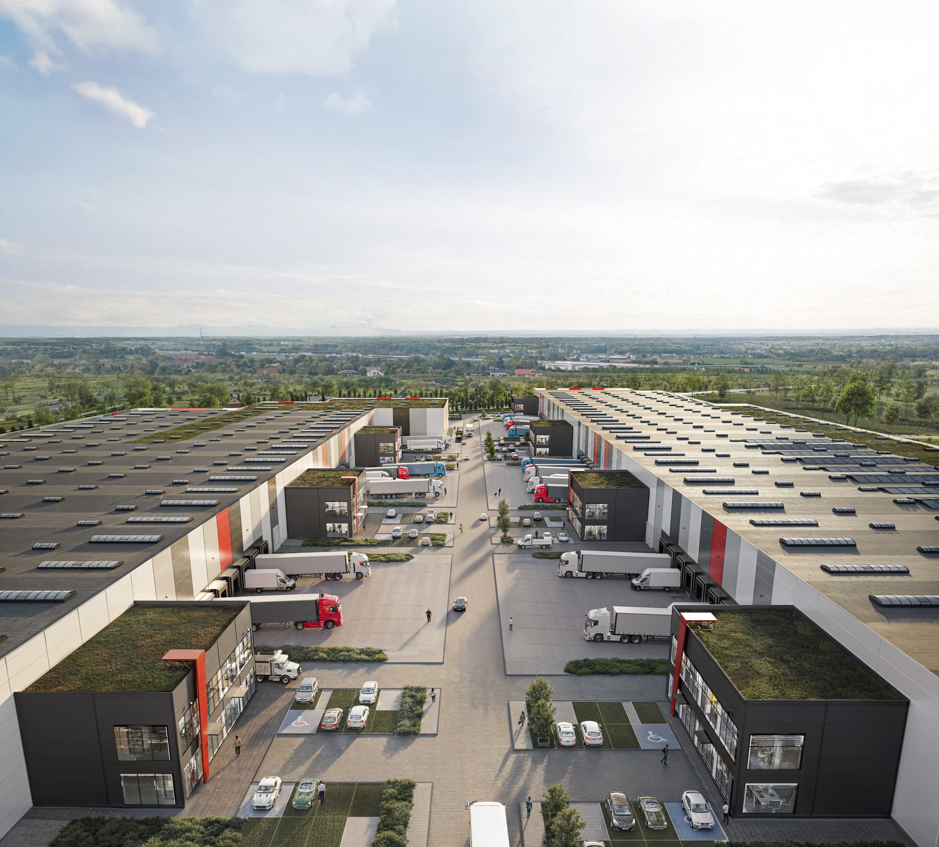 Visualization of the warehouse and production hall