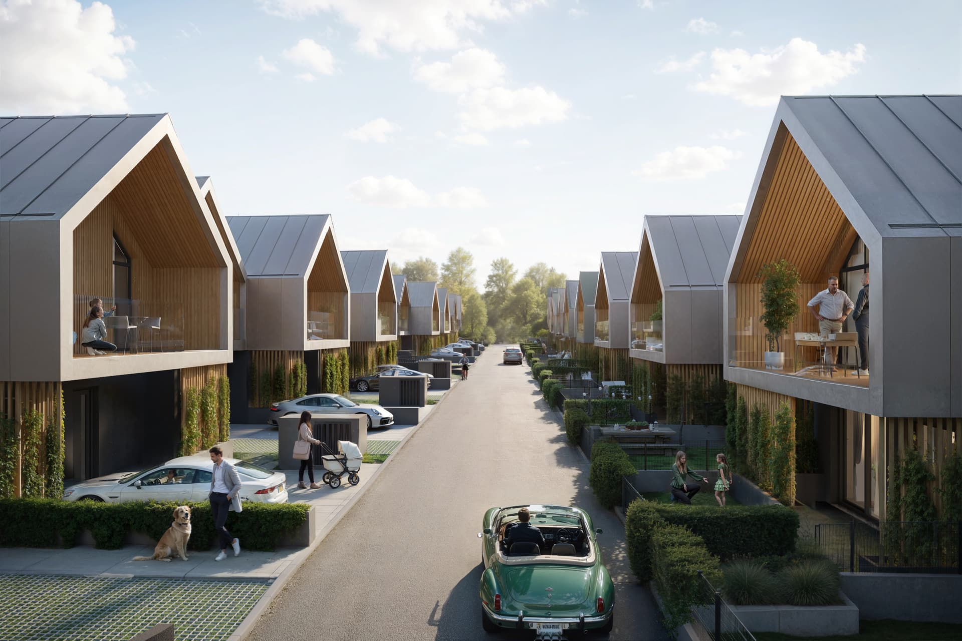 Photorealistic visualisation of a single-family housing development